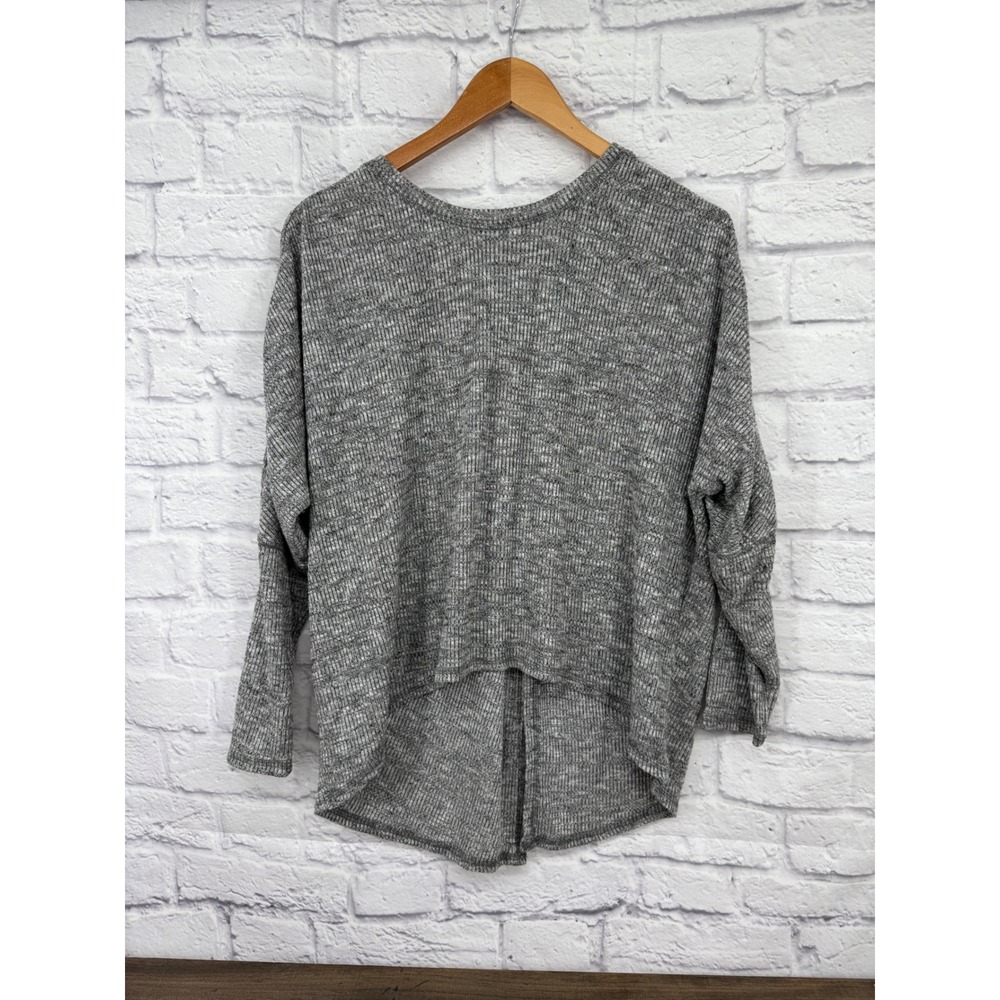 Matilda Jane Womens Gray Ribbed High Low Split Back Knit Top Size‎ Large